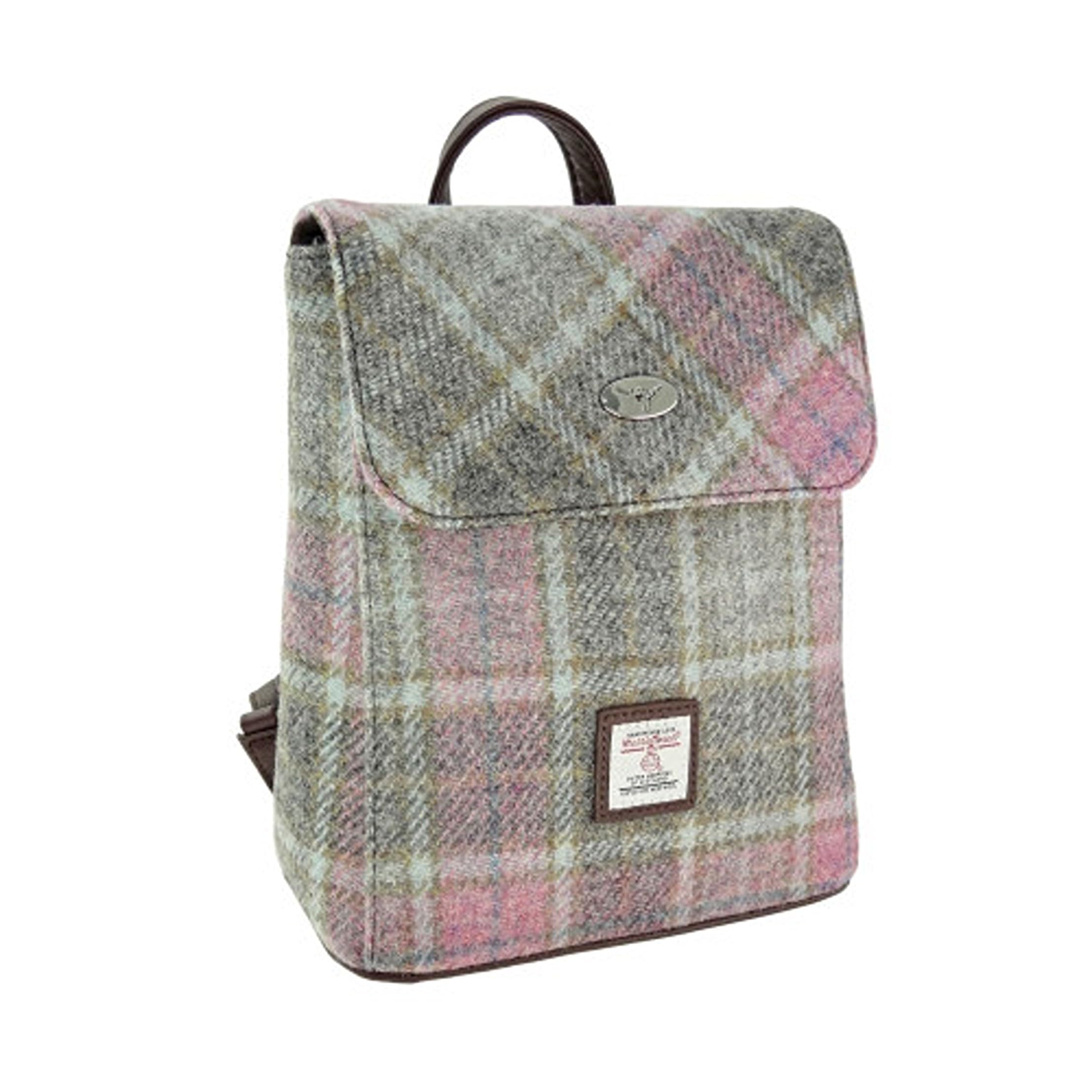 GLEN APPIN OF SCOTLAND Harris Tweed Tummel Backpack/Rucksack LB1213 (Col 134 Pink Check)