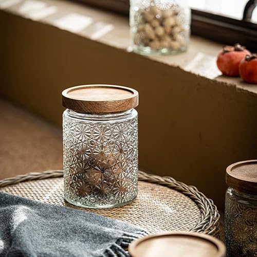 Miniatura 5 de HolaJia Tarro de vidrio con tapa, recipientes de almacenamiento de vidrio de 24 onzas, tarros premium con tapas herméticas para café, arroz, azúcar,