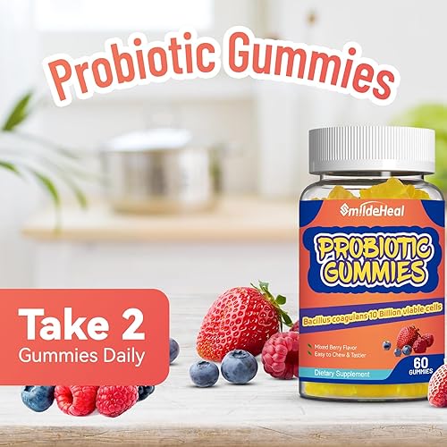 Miniatura 3 de Gomitas probióticas para la salud digestiva  10 mil millones de UFC Bacillus Coagulans  Veganas y sin OMG  Apoyo inmunológico y digestivo para