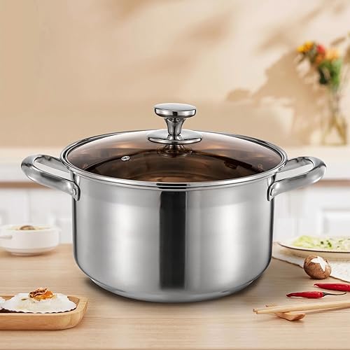 Miniatura 7 de Olla con tapa de vidrio, Olla de acero inoxidable de 3.17 cuartos de galón, Olla de inducción de sopa, Olla de inducción de ollas de cocina para