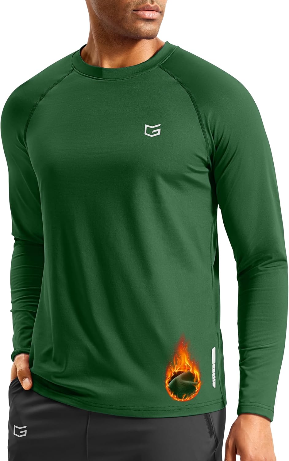 G Gradual Men's Thermal Shirts Long Sleeve Athletic Workout T-Shirts Crewneck Fleece Lind Base Layer for Men Cold Weather