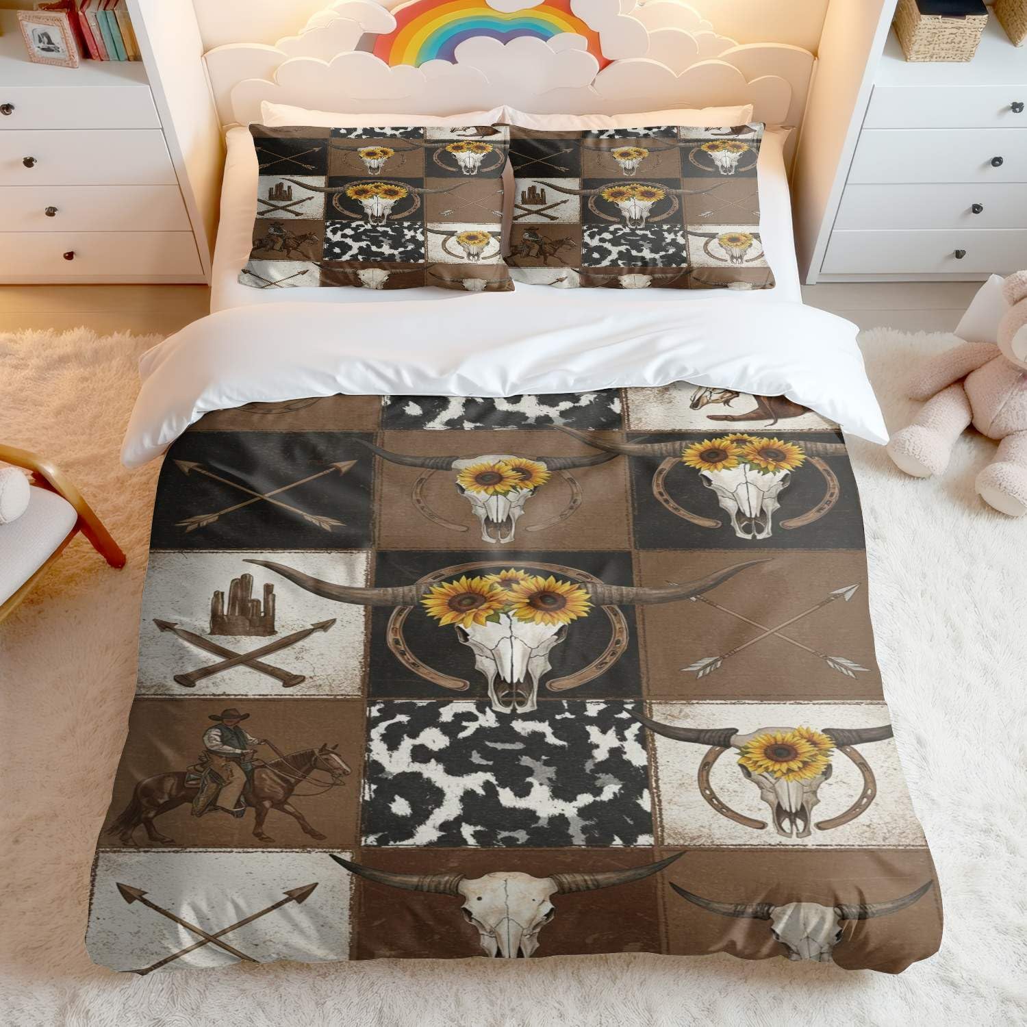 Housse de couette patchwork cowboy au toucher ultra doux pour une décoration de lit raffinée