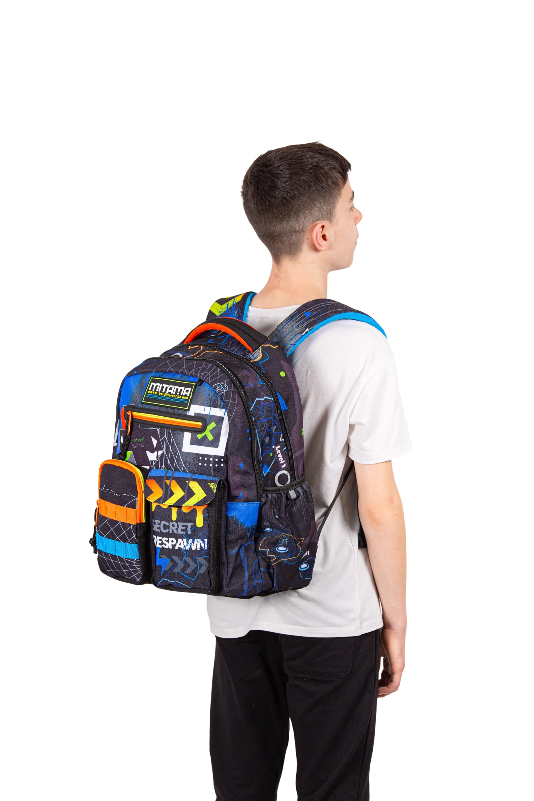 Mitama Zaino New Plus CYBERPLAY, Blu, Zaino Scuola Elementare, 30 L, Super Capiente, Ergonomico, Robusto, per Bambino