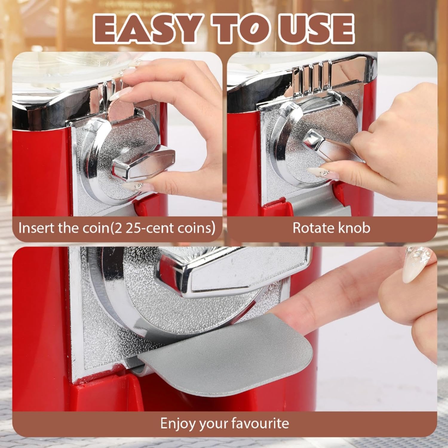 Vending Machine with Metal Stand Capsule Vending Machines Commercial Coin Gumball Machine Cent Coin Operated Candy Dispenser Gumball Machines for Business or Home