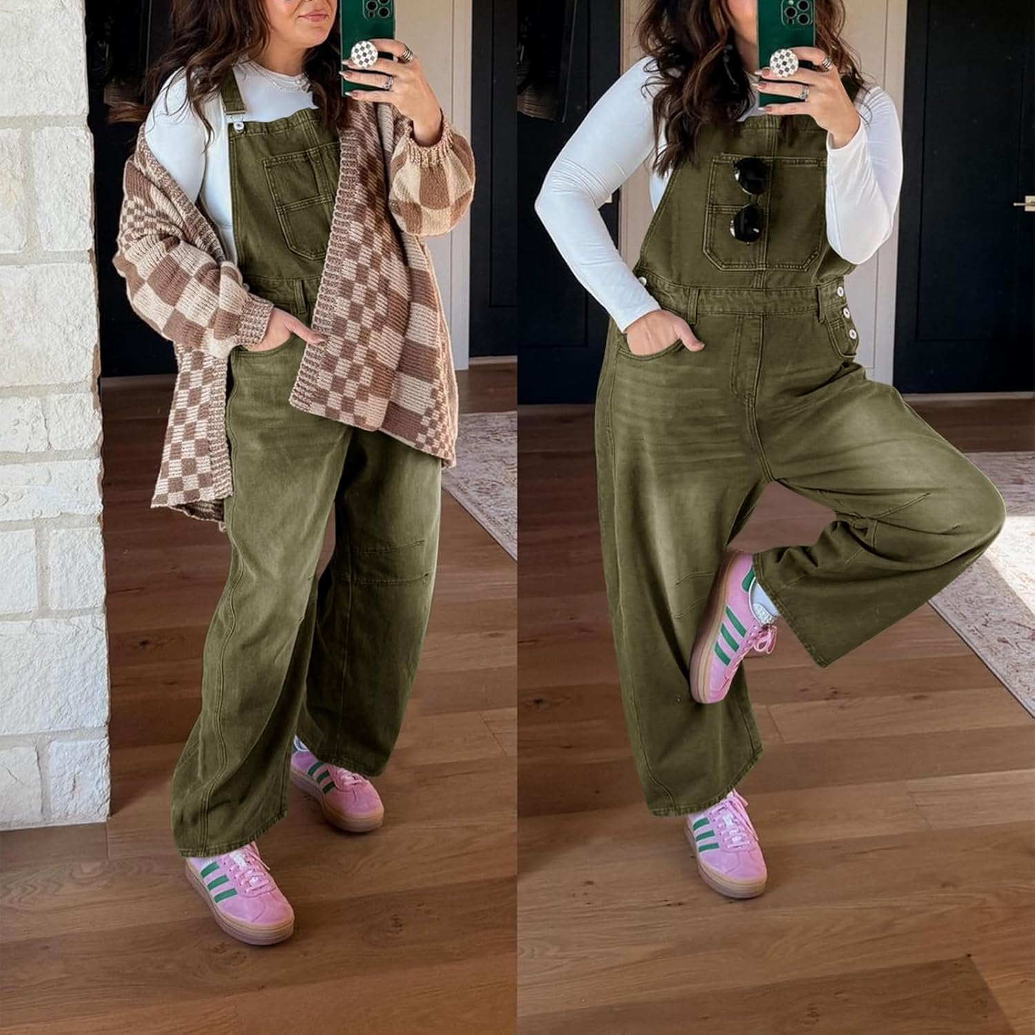 PLNOTME Womens Denim Bib Overalls Barrel Leg Adjustable Strap Jean Pants Jumpsuits with Pockets - Image 6