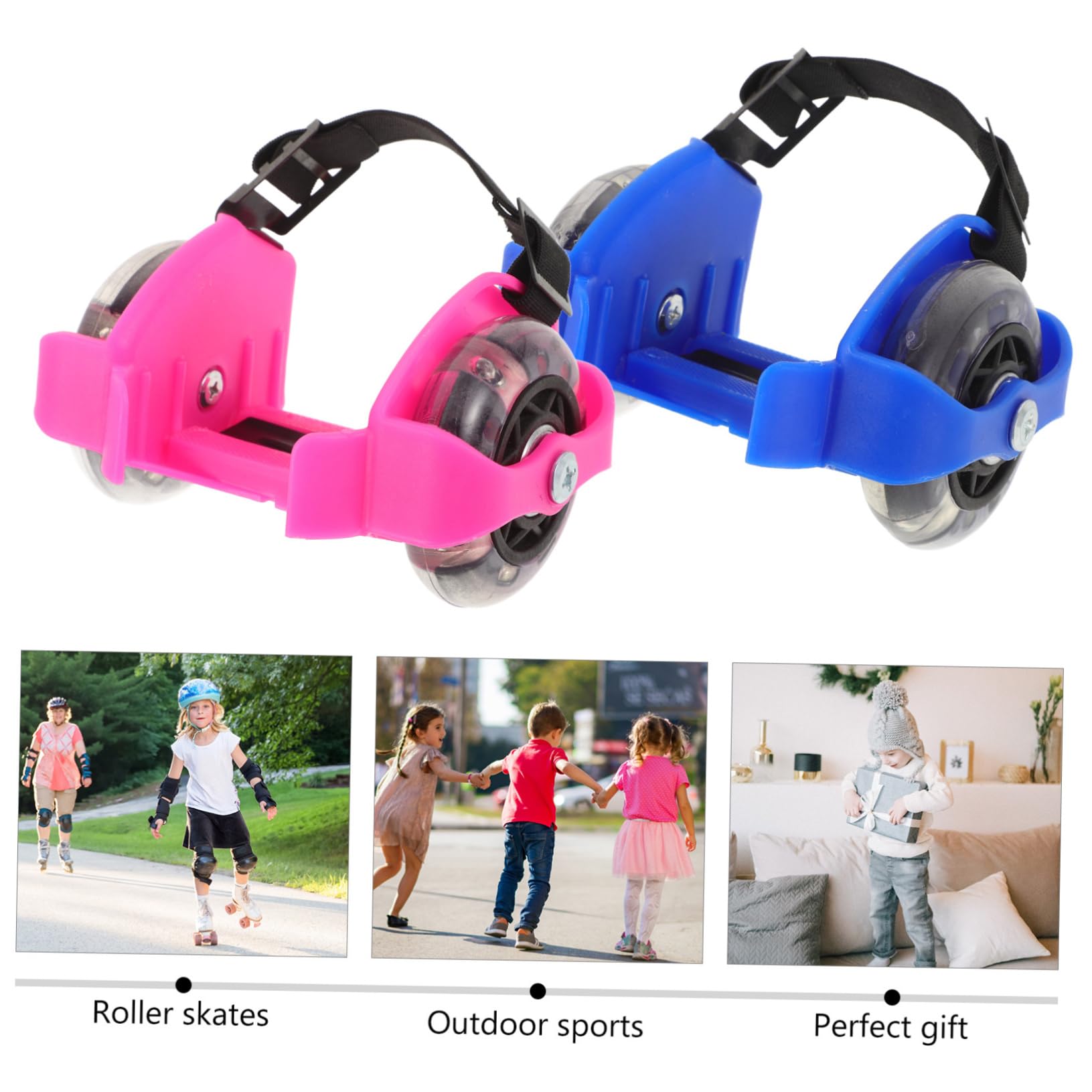 ifundom 2 Pares de Patines Ajustables Cómodos y Resistentes de PVC Ruedas Luminosas para Niños y Adultos para Exteriores