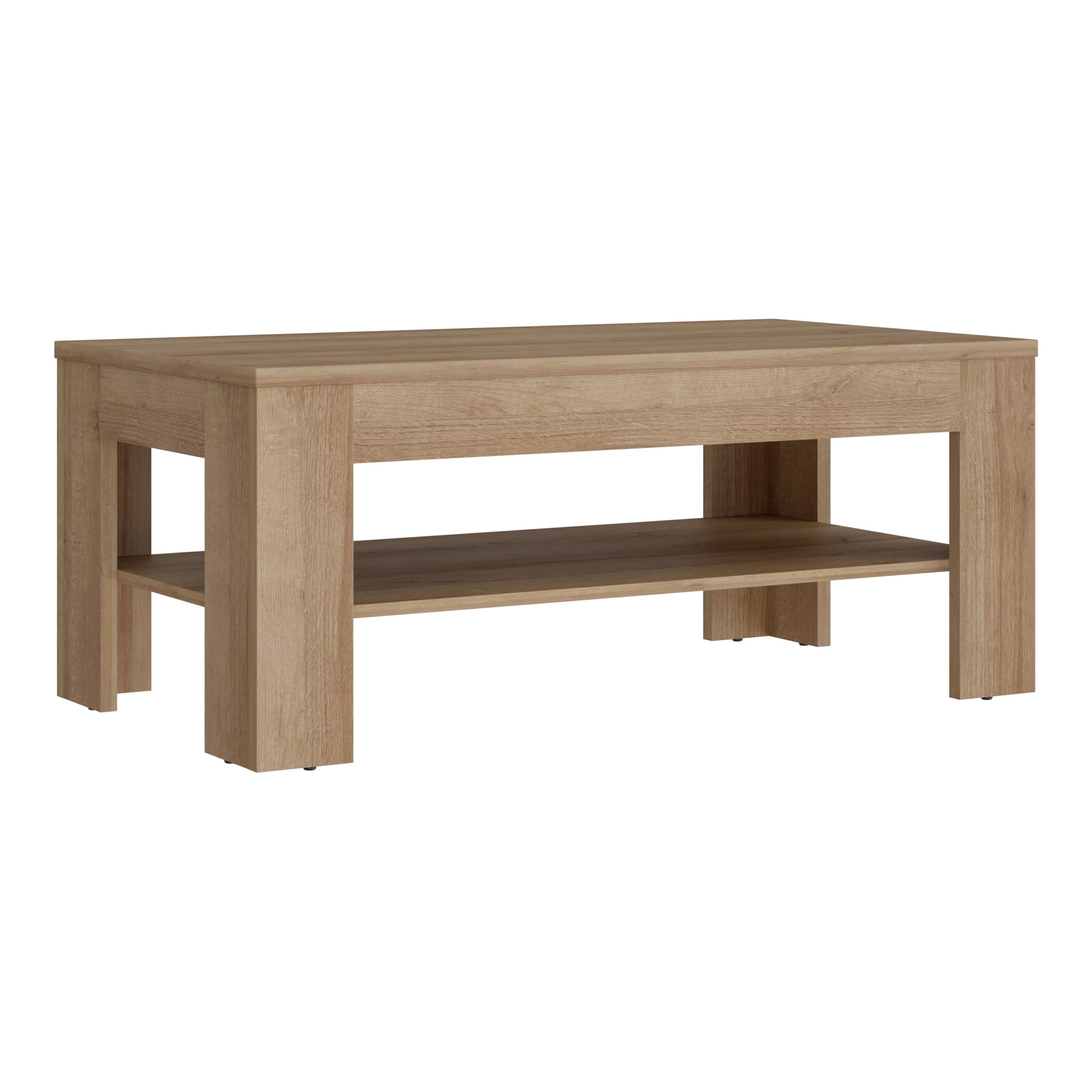 Forte Attention Couchtisch 110, Riviera Eiche Holzdekor, 110x60x45,5 cm | Moderner Sofatisch, Mit Ablagefach, Holzwerkstoff