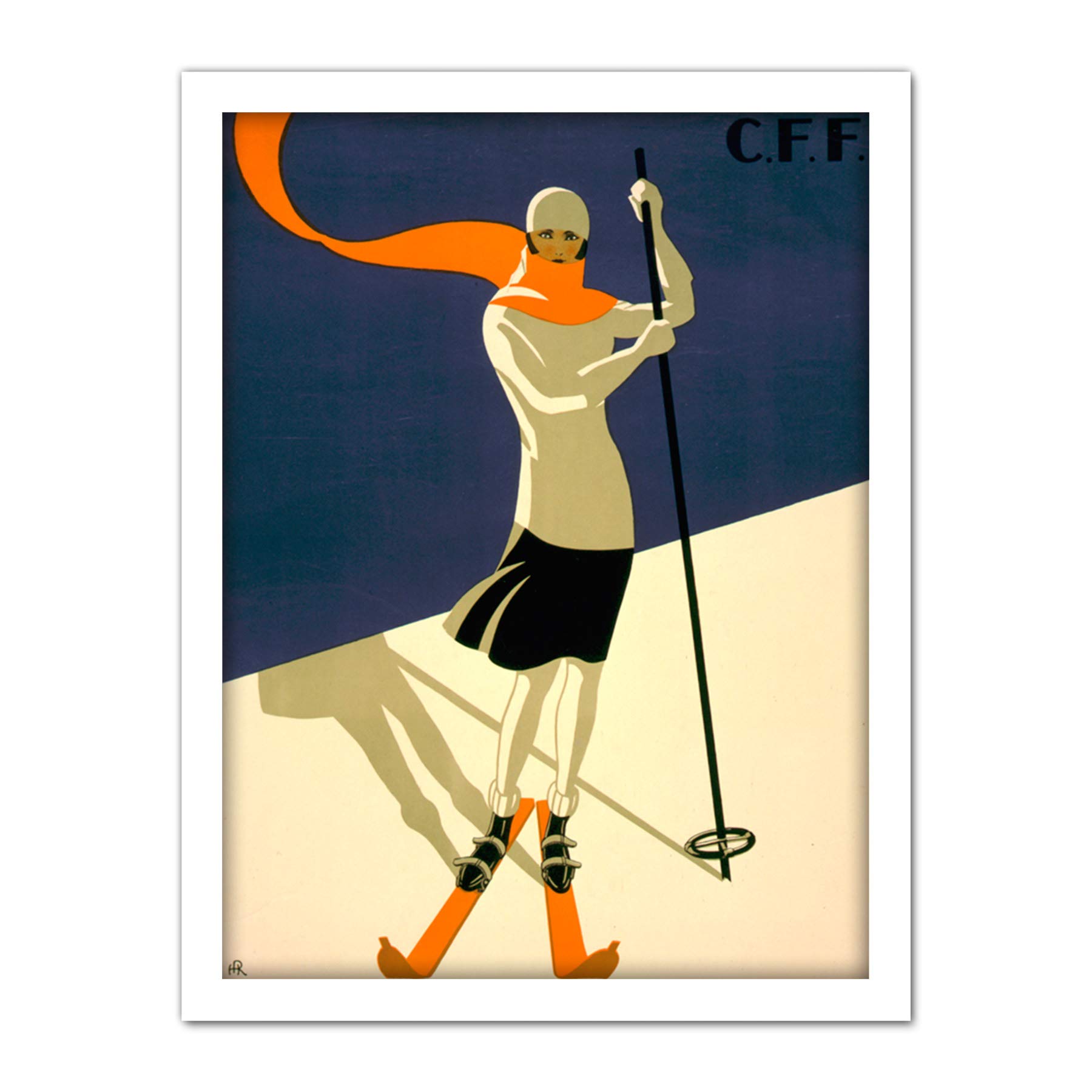 Wee Blue Coo St Croix Switzerland Alpine Ski Artwork Framed Wall Art Print 18X24 Inch