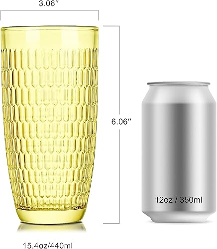 Miniatura 10 de CREATIVELAND Highball - Juego de 6 vasos de bebida románticos de color rosa, base gruesa y pesada, gran capacidad, 14.87 onzas, vasos de vidrio para