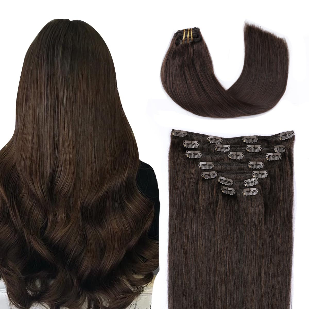 SURNEL Extensiones Clip Pelo Natural 100g 40cm 6 Piezas Rubio Platino Claro Extensiones De Clip De Humano Real Extensiones Pelo Remy Natural (C#60-40cm) — view 14
