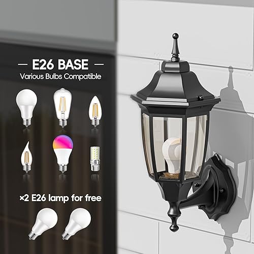 Miniatura 9 de EMART Luz de porche frontal para exteriores, anticorrosión, aluminio impermeable y pantallas de vidrio, lámpara de pared moderna para exteriores,