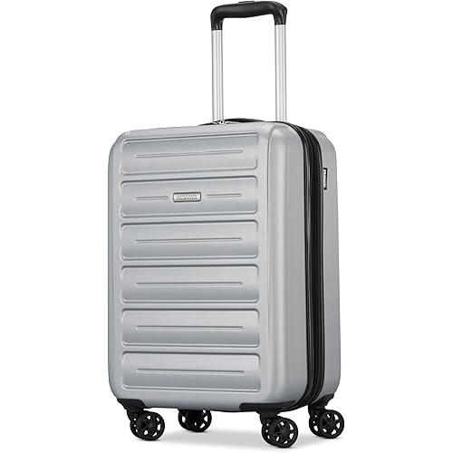 American Tourister Westridge Hardside Luggage Set with Spinner Wheels, Silver, Carry-On