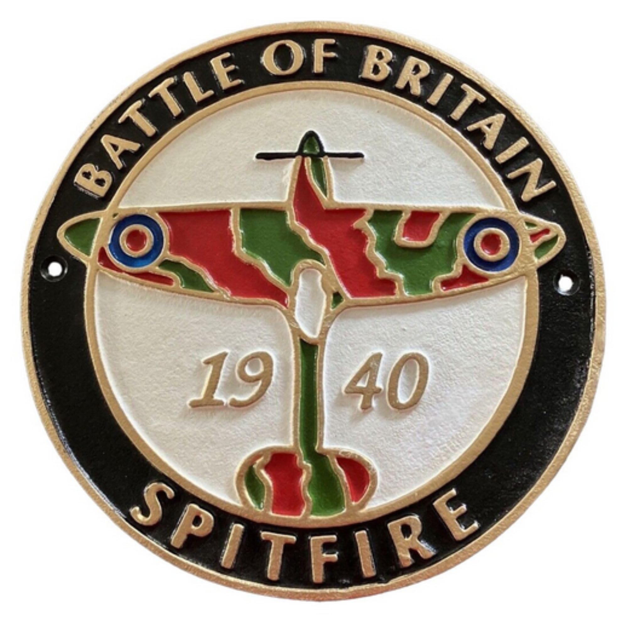 Sk Style Various Cast Metal Sign - Battle Of Britain Spitfire Plaque 24Cm X 24Cm