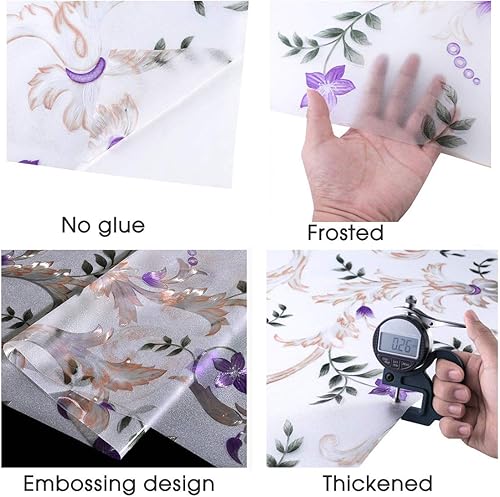 Miniatura 7 de Película decorativa no adhesiva para ventana con diseño de flores de iris, película de vidrio de adherencia estática, película de privacidad