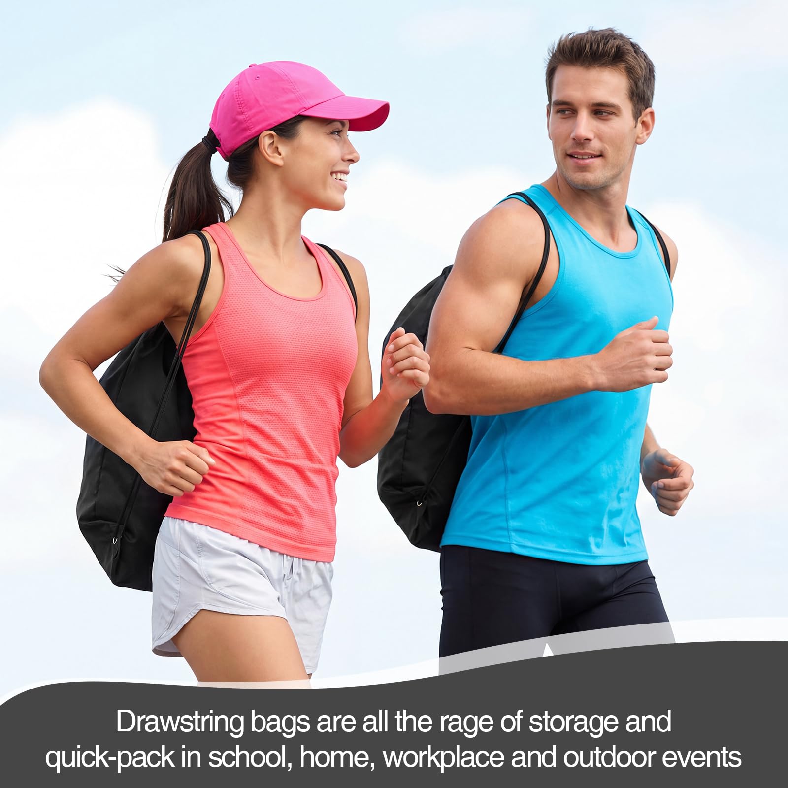 Shappy Drawstring Backpack Bulk Sports Gym Cinch Bag Polyester String Bag for Men Women Children