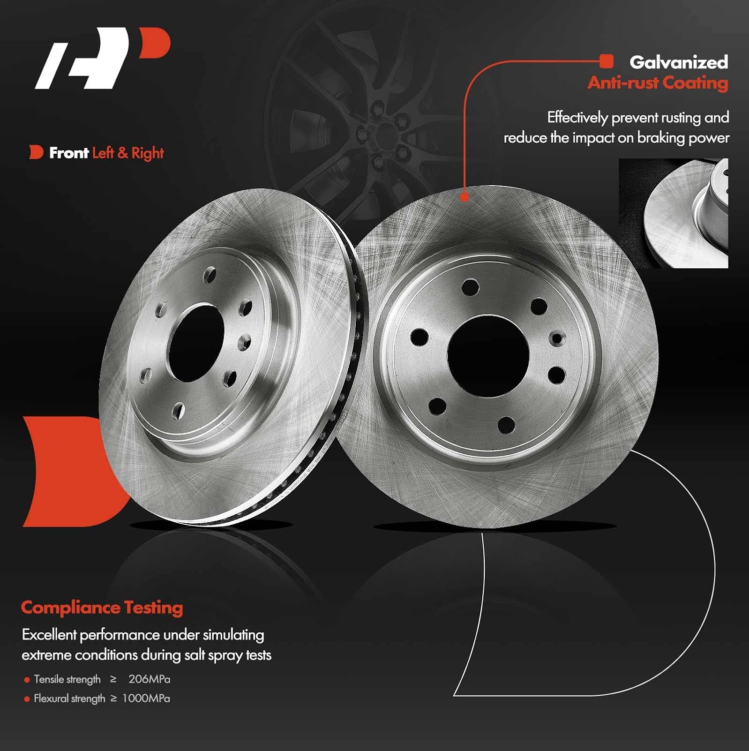 A-Premium 12.80 inch (325mm) Front Vented Disc Brake Rotors + Ceramic Pads Kit Compatible with Select Buick, Chevy, GMC and Saturn Models - Enclave 2008-2017, Traverse, Outlook, Acadia (Limited)