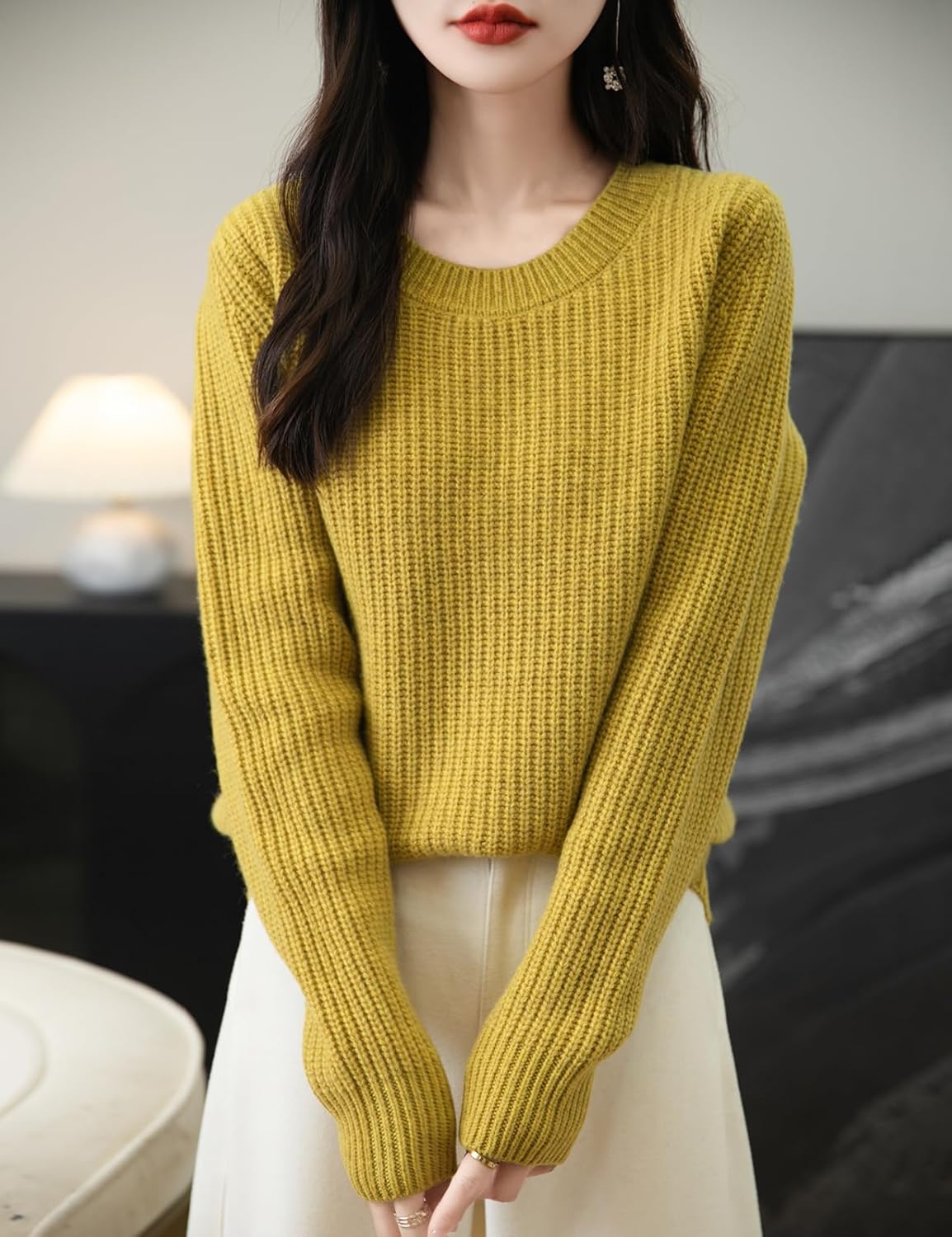 Chanyarn Women's 100% Merino Wool Sweater 2025 Fall Winter Casual Crewneck Long Sleeve Ribbed Knitted Pullover Sweater - Image 3