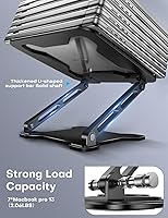 Vista 6 de Soporte ajustable para computadora portátil, elevador plegable de metal, soporte de refrigeración ventilado, soporte ergonómico para computadora