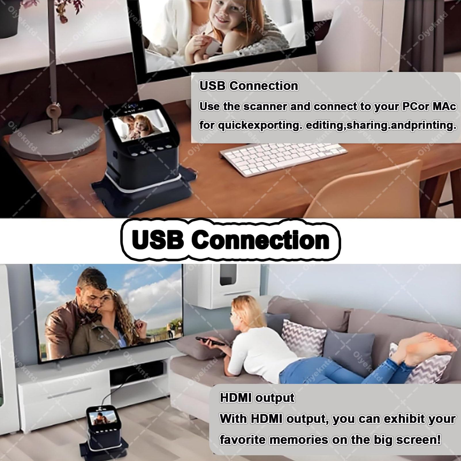 Scanner numérique de films et diapositives 22 MP, convertit les films et diapositives 135, 126, 120 et 127 en négatifs, photos couleur, noir et blanc et format JPG, écran LCD 4,3 pouces, scanner