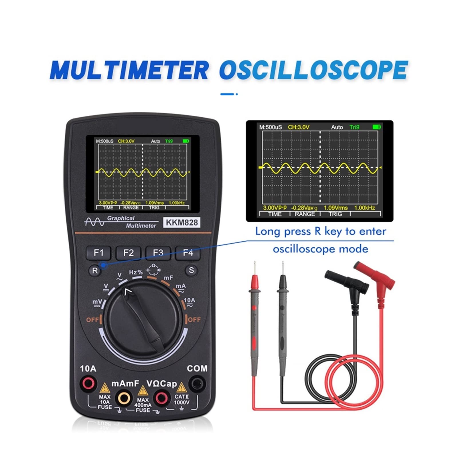 herramientas portátiles de prueba funcional para e Multímetro de osciloscopio digital de 2,4 pulgadas con ancho de banda de 1 MHz Tasa de muestreo de 2,5 Msps Osciloscopio gráfico inteligente