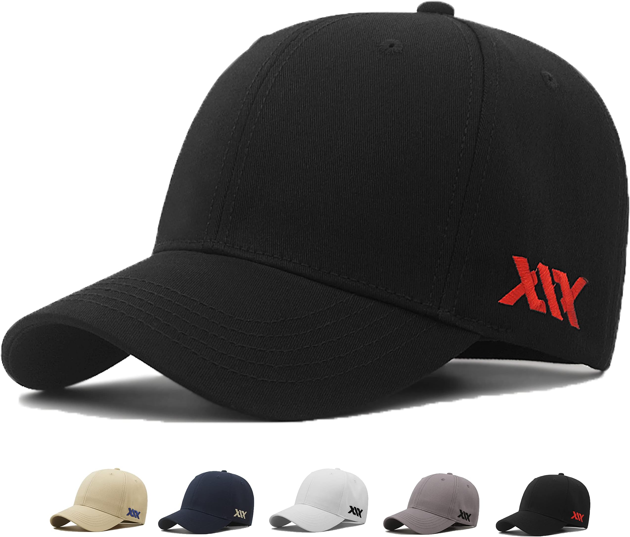 Oversize Baseball Cap XXL Big Head Hats for Men Large Embroidery Hats Dad Hat Adjustable 23.6"-26.8", Black, XX-Large-3X-Large