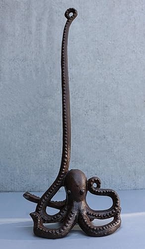 Miniatura 2 de Ebros Gift Soporte náutico de hierro fundido para toallas de papel de cocina de pulpo Kraken de mar profundo, 18 pulgadas de alto, rústico, océano,
