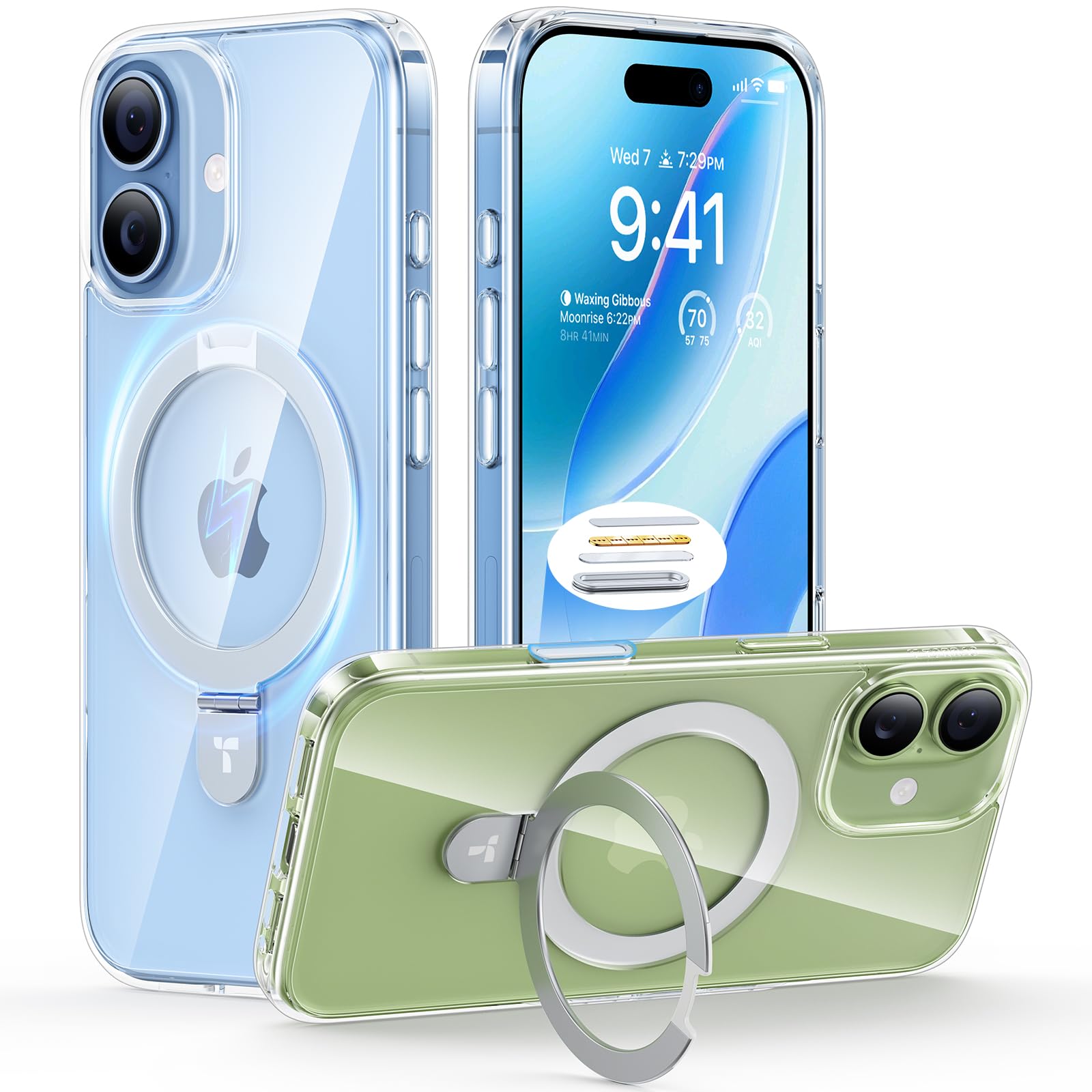 TORRAS Ostand All-in-One für iPhone 15 Series für MagSafe (Nr.1 Magnetkraft, Unsichtbarer Ständer, SGS-Militärstandartart) Stoßfest Handyhülle iPhone 15 Case Kratzfeste Schutzhülle Schwarz