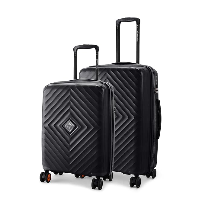 Nasher Miles Antwerp Hard-Sided Polypropylene Luggage Set of 2 | 55cm & 65cm | TSA Lock 8 Wheels & Expander Small & Medium Trolley Bag for Travel | Suitcase (Black)