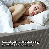 Vista 2 de Grounding Sábanas con 90% algodón orgánico, 10% fibra de plata pura, sábana bajera ajustable conectada a tierra con cordón reforzado para un mejor
