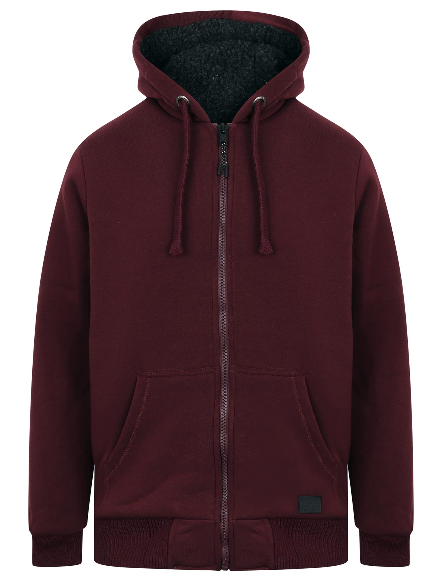 Dissident Men's Mulled Wine Chunky Sherpa Fleece Lined Zip Through Hooded Top