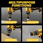 Cordless Drill Compatible with Dewalt 20V Batteries Compact Brushless 1/2” Hammer Drill Driver, 160Nm MAX Torque, 2 Variable Speed 20+3 Position(Tool Only - Battery and Charger Not Included)