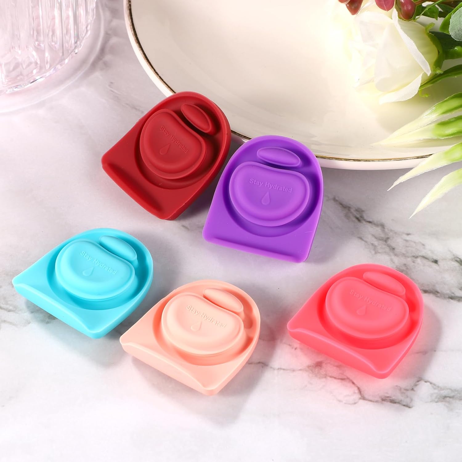 5pcs Replacement Stopper for Owala FreeSip 24/32oz, BPA Free Water Bottle Top Lid Gasket Part for Owala 16/19/24/32/40oz Silicone Seal Bottle Cap Mouth Bottle Sealing Gasket Plug Accessories(5 Colors) - Image 3