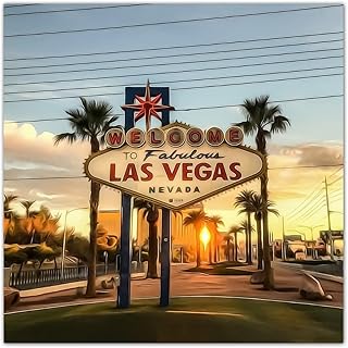 Farmhouse Wood Wall Sign Skyline Las Vegas City Landscape Wall Art Décor for Window Funny Decorative Wood Pallet Wall Plaque Sign Pictures City Building Panorama Shelf Wall Decor Sign Gift Table 16x16