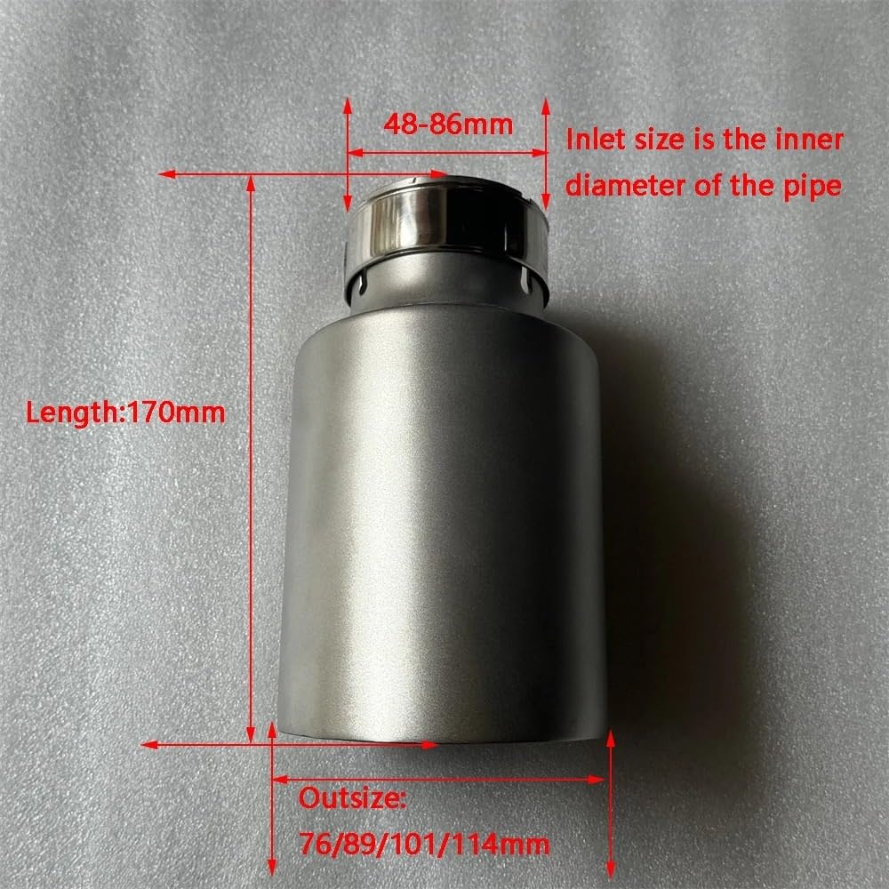 Punta Silenciador Tubo Escape 1 Boquilla De Escape De Acero Inoxidable 304 Mate Con Chorro De Arena De Silenciador Embellecedor Para Coche Accesorios(ID 63MM-OD 114MM)