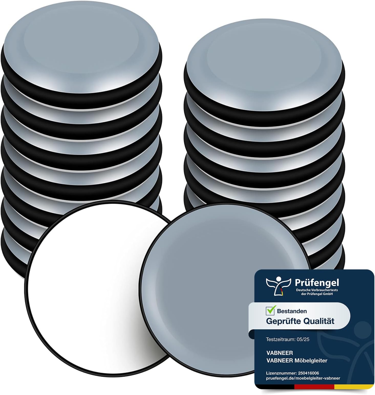 – VABNEER Furniture Sliders for Hardwood Floors and Carpets, 16-Pack PTFE Teflon Gliders, Self-Adhesive Round Furniture Moving Pads for Chairs, Tables, Couches & Heavy Appliances (19mm)