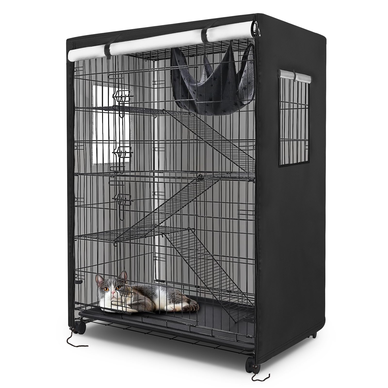 Large Cat Cage Cover,Catio Cat Enclosure Covers,Cover for Pet Playpen Indoor Outdoor (Black, 76x76x104cm)