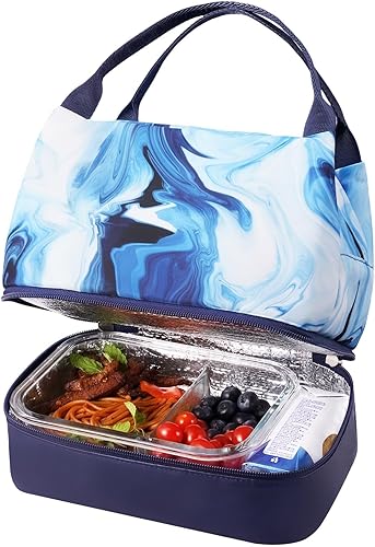 Lonchera térmica para mujer, de doble cubierta, bonita bolsa de almuerzo para el trabajo, a prueba de fugas, bolsas de almuerzo para viajes,