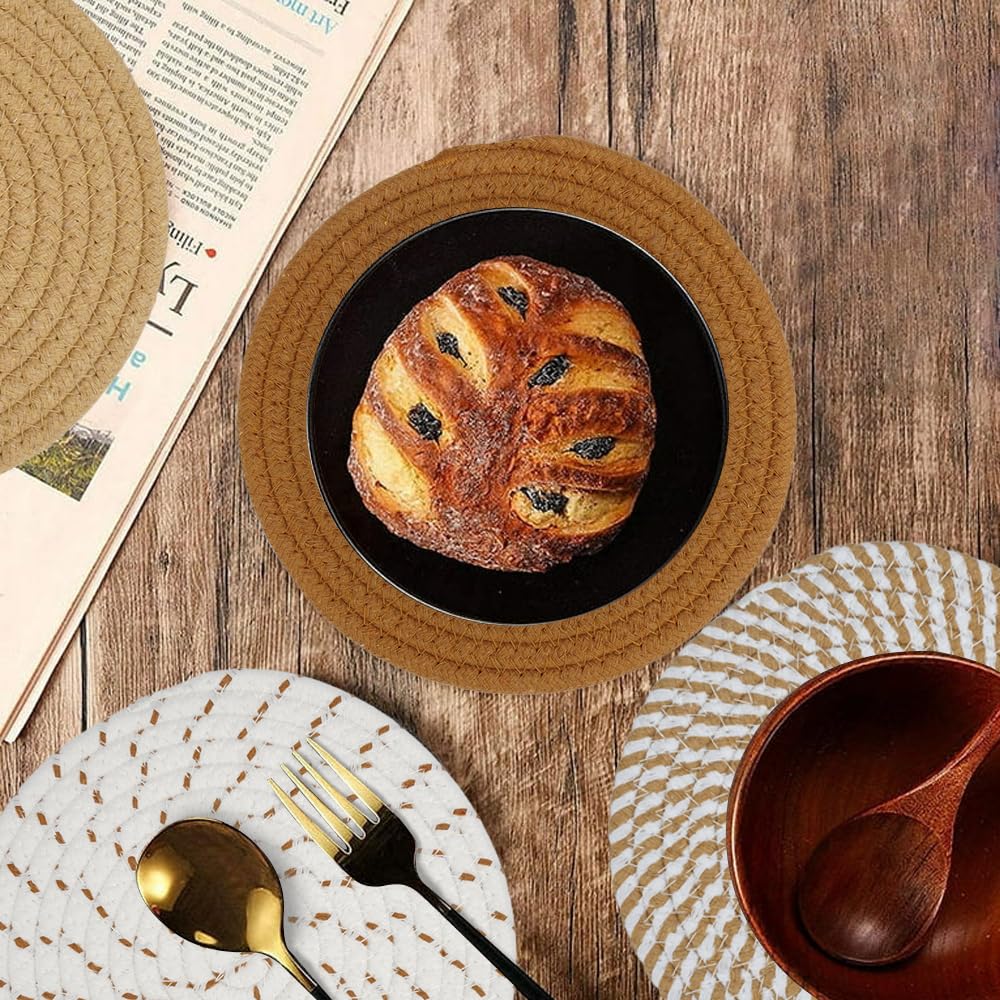 Lot De 4 Dessous De Plat - En Coton - Résistant à La Chaleur - 18 Cm - Pour Cuisine, Bol, Casserole, Poêle, Théière