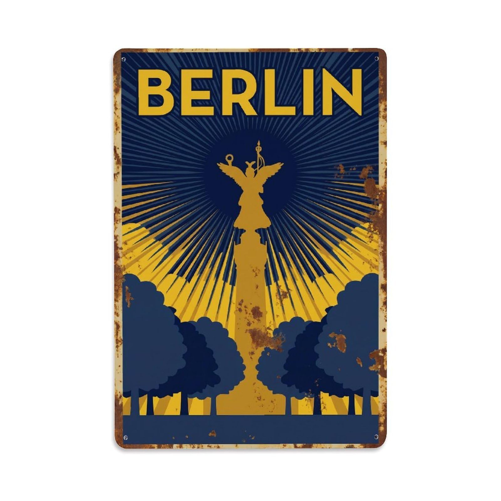 Gead 8X12inch Style Vintage Travel Berlin Germany Bustling Metal Tin Sign