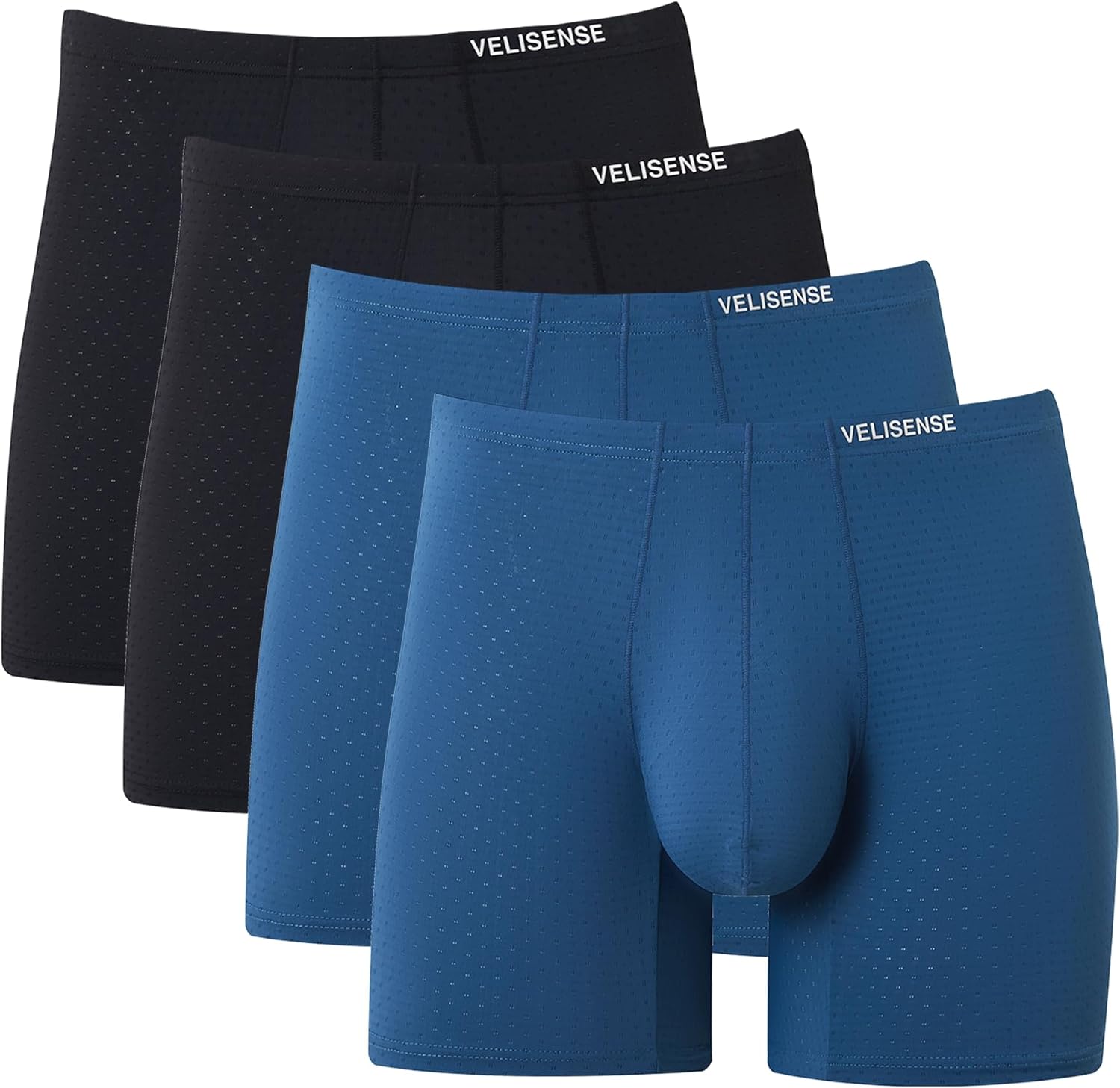 Men's Athletic Spacious Bulge Pouch Underwear, Breathable Mesh Cooling Boxer Briefs for Men 4 Pack