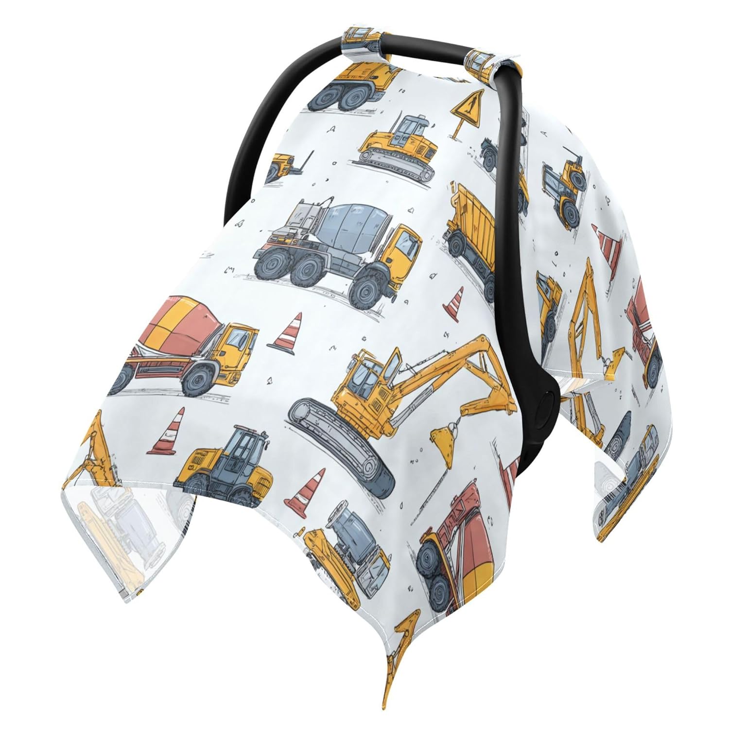 Construction Trucks Tractor Car Seat Cover Baby Breathable Soft Infant Carseat Covers Canopies Babies Carrier Covers for Girl Boy