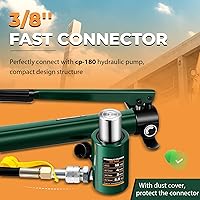 Vista 3 de Newhai Bomba de mano hidráulica de 10 toneladas 2" Ram Jack+cp-180 con manómetro hidráulico Porta Power Kit de 10 toneladas Cilindro corto de perfil