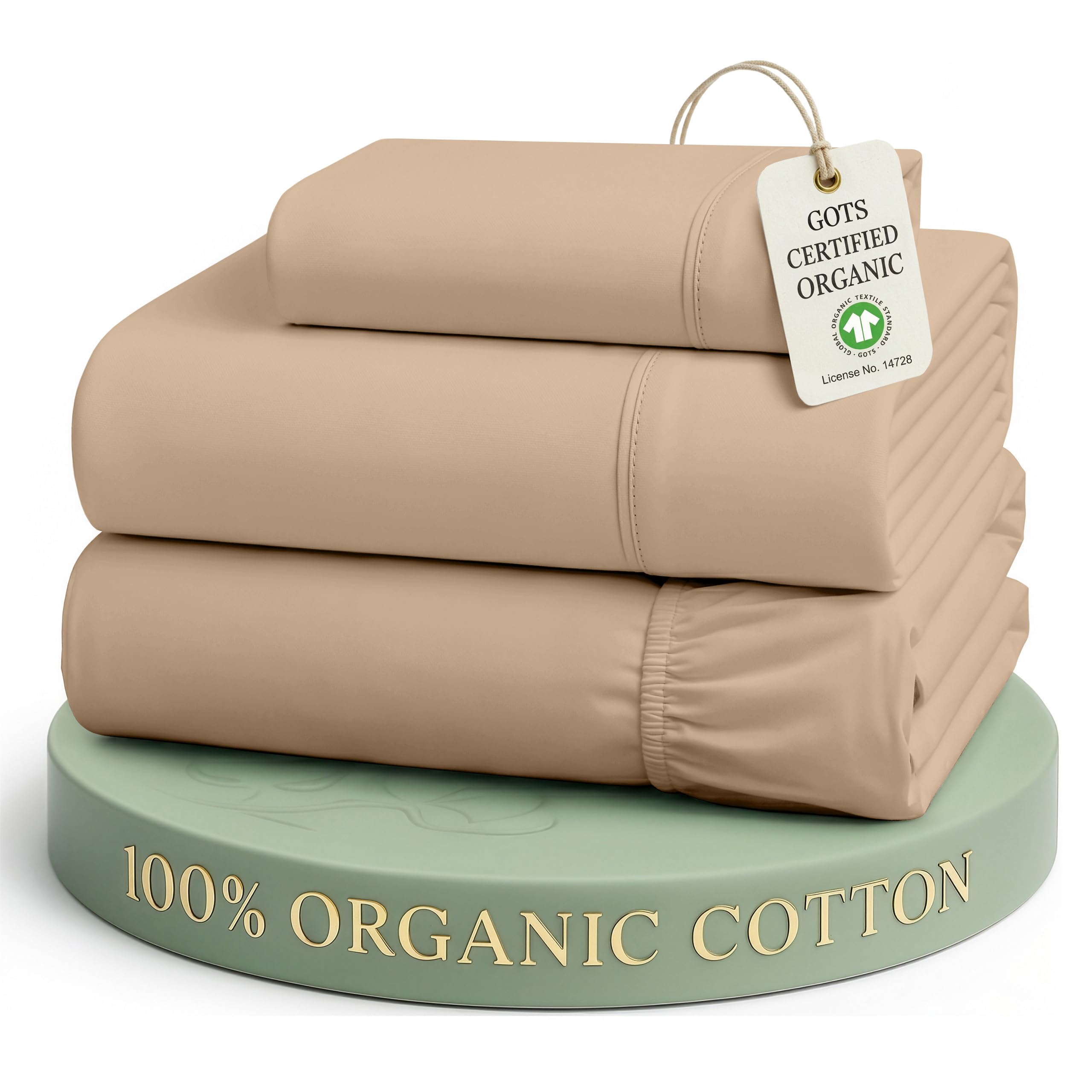 LANE LINEN Twin XL Bed Sheets 100% Organic Cotton Percale Cooling - Taupe โ image 1