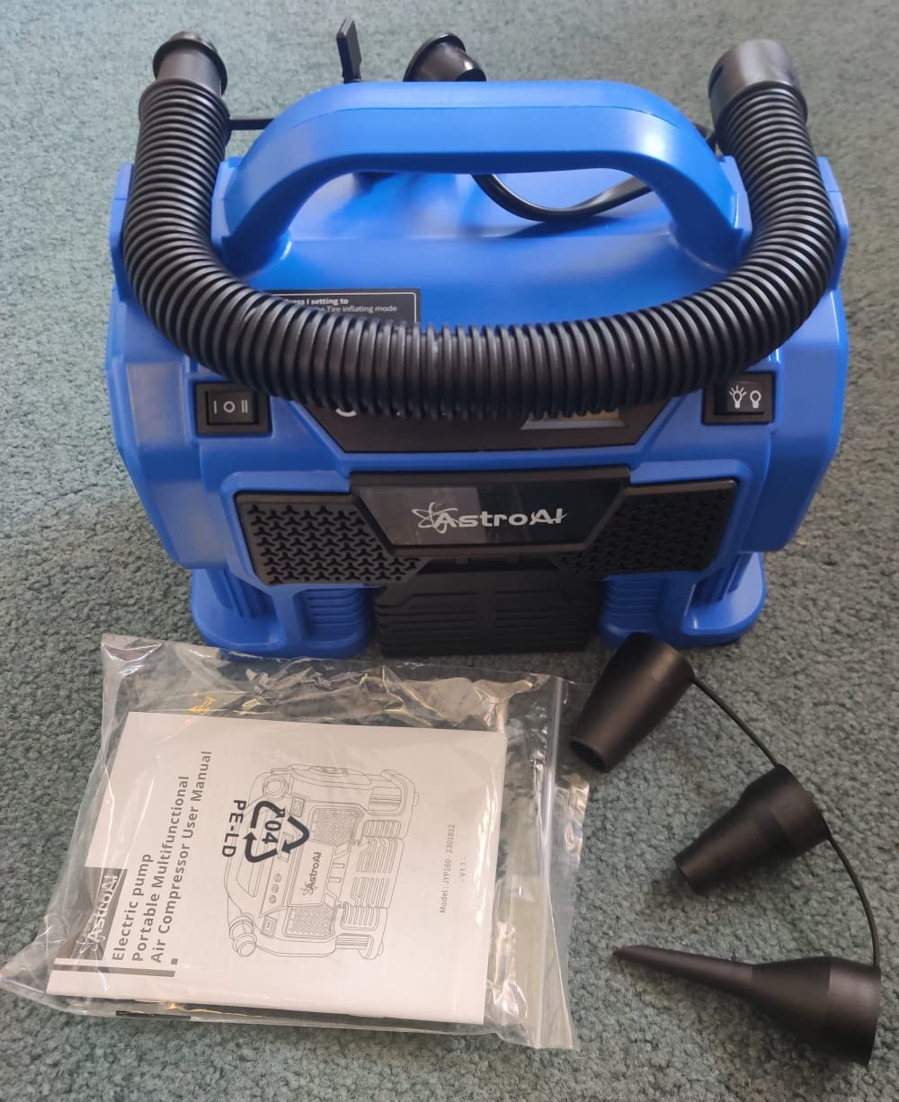 AstroAI 160 PSI Cordless Air Compressor Portable Tire Inflator Blue Car