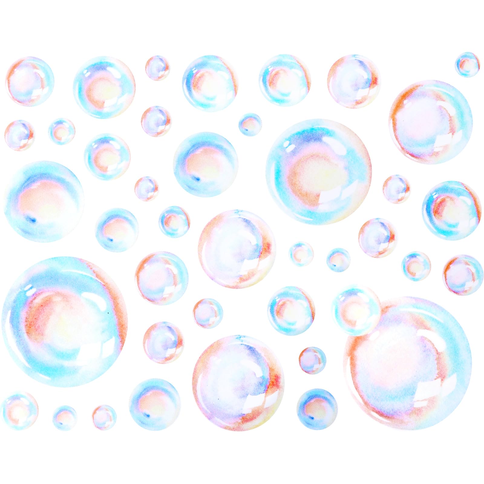 2 PCS Colorful Bubbles Stickers, Ocean Bathroom Decor, Bubbles Wall Decal Mermaid Decor Cutouts Ocean Bubble Stickers for Mermaid Baby Shower Kids Room Bathroom Wall