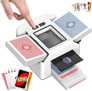 Automatic Card Shuffler for 2 Decks, Card Shuffler Machine with Dual Modes, Card Shuffler 1 Deck with 2000mAh Battery, MahJong Shuffler cards for UNO, Skip-Bo, Poker, Texas Hold’em,Party & Travel