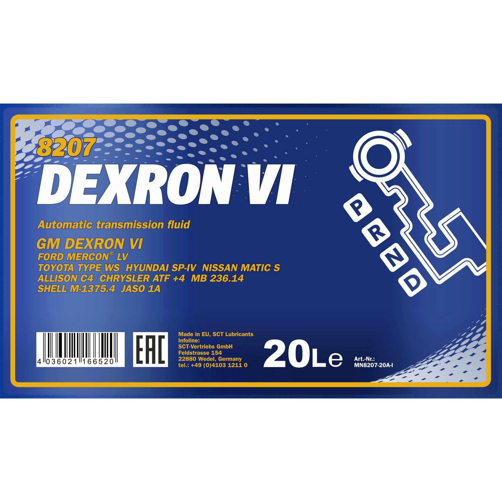 MANNOL 20L Dexron VI Automatikgetriebeöl ATF Getriebeöl MB 236.14 + Auslaufhahn