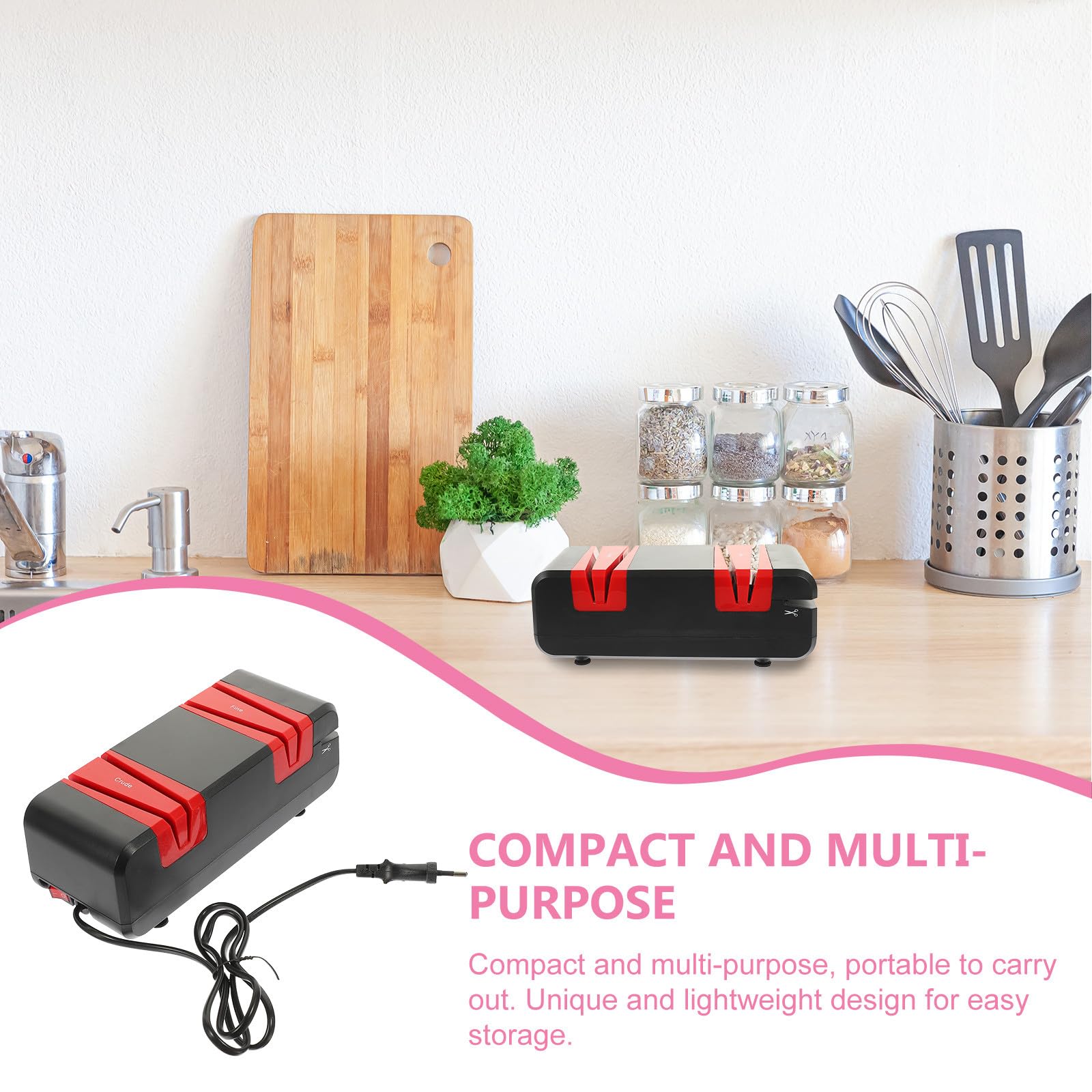 Veemoon Affûteur Électrique pour Couteaux et Ciseaux Cuisine, Moteur Cuivre 60w, Noir Rouge, Affûteur Multi-usages Domestique, Usage Maison, Appareil D’aiguisage Rapide et Sûr