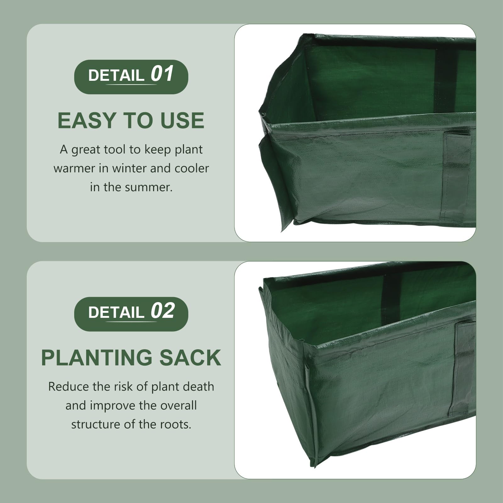 Garneck 2 Stück Atmungsaktive Gemüsepflanzbeutel aus Pe Gewebe Rechteckig 60x30x25cm Wärmeisolierend für Garten Robust und Wiederverwendbar