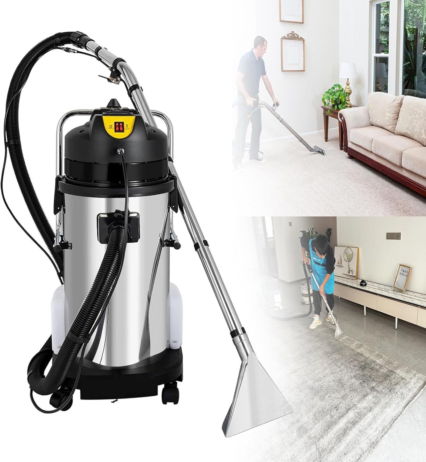 Commercial Steam Cleaner 3-in-1, 30L-80L Multi-Purpose Wet Dry Vac with High-Pressure Spray & Suction, 6 Tools for Home & Office 40L